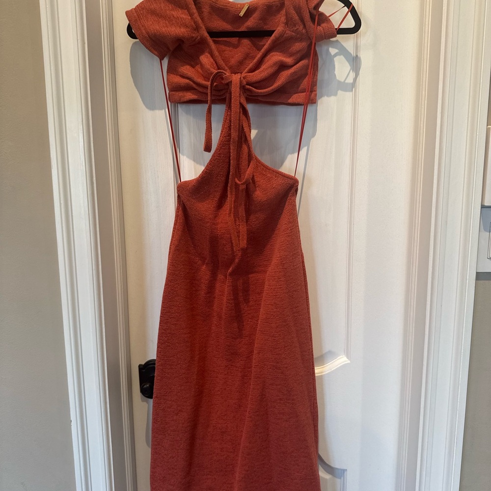 Cult Gaia Rust Knit Cutout Tie Dress | Size S